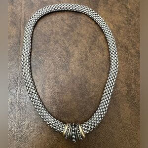 Silver Colored Jewelry w/ magnetic front clasp. Diameter 6” & clip-on earrings